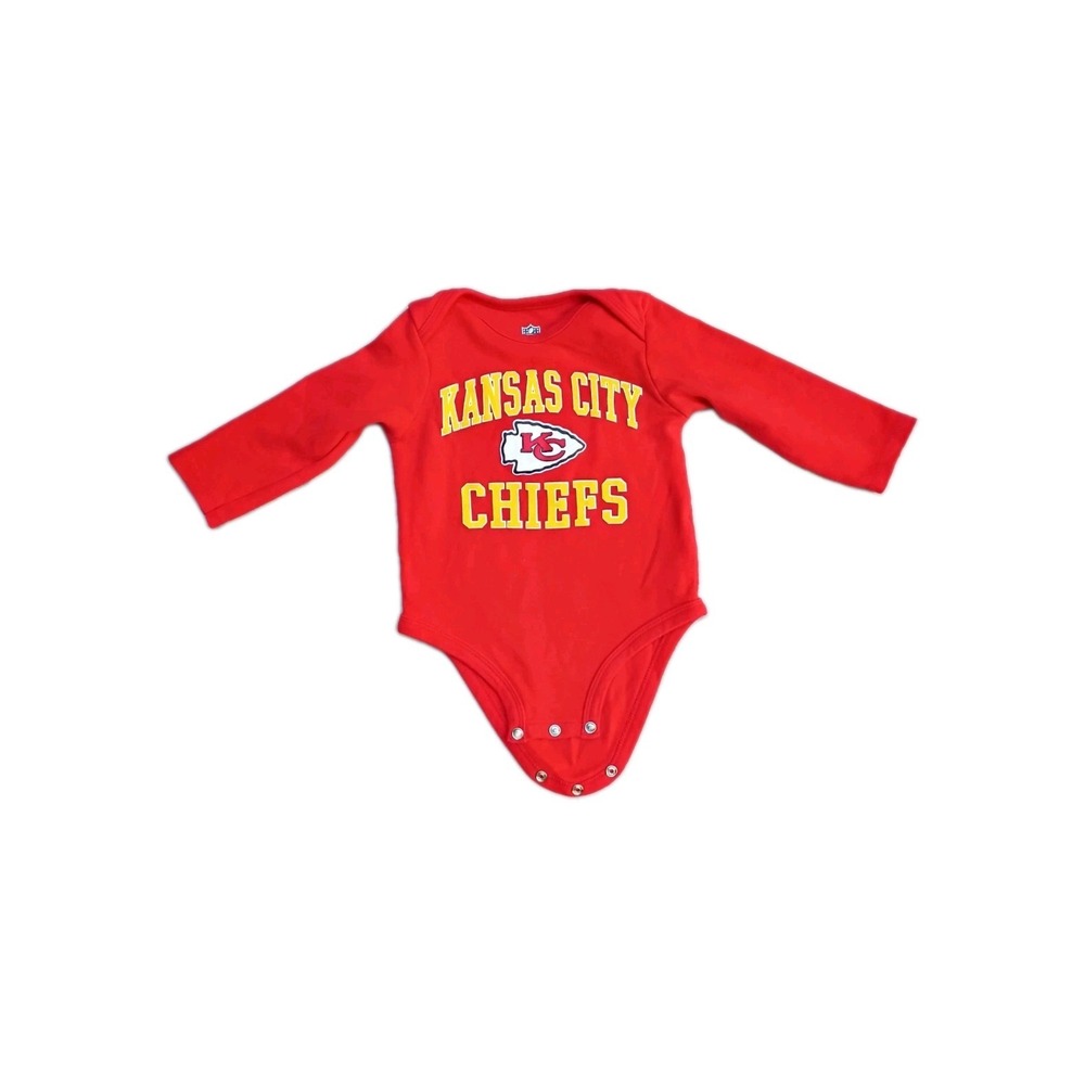 NFL Team Apparel Kansas City Chiefs Red Long Sleeve Bodysuit 0-3 Months Baby